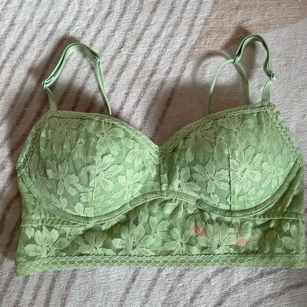 NWOT Pink VS Lace Bralette in Light Green